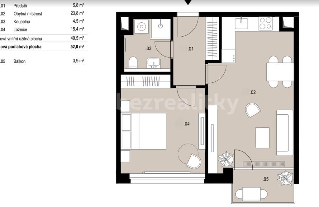 Prenájom bytu 2-izbový 56 m², V Háji, Praha, Praha Prenájom bytu 2-izbový 56 m², V Háji, Praha, Praha