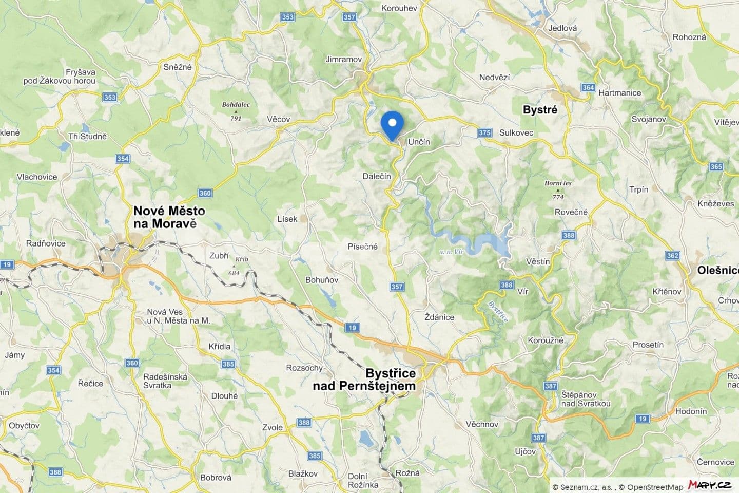 Predaj domu 100 m², pozemek 529 m², Unčín, Kraj Vysočina