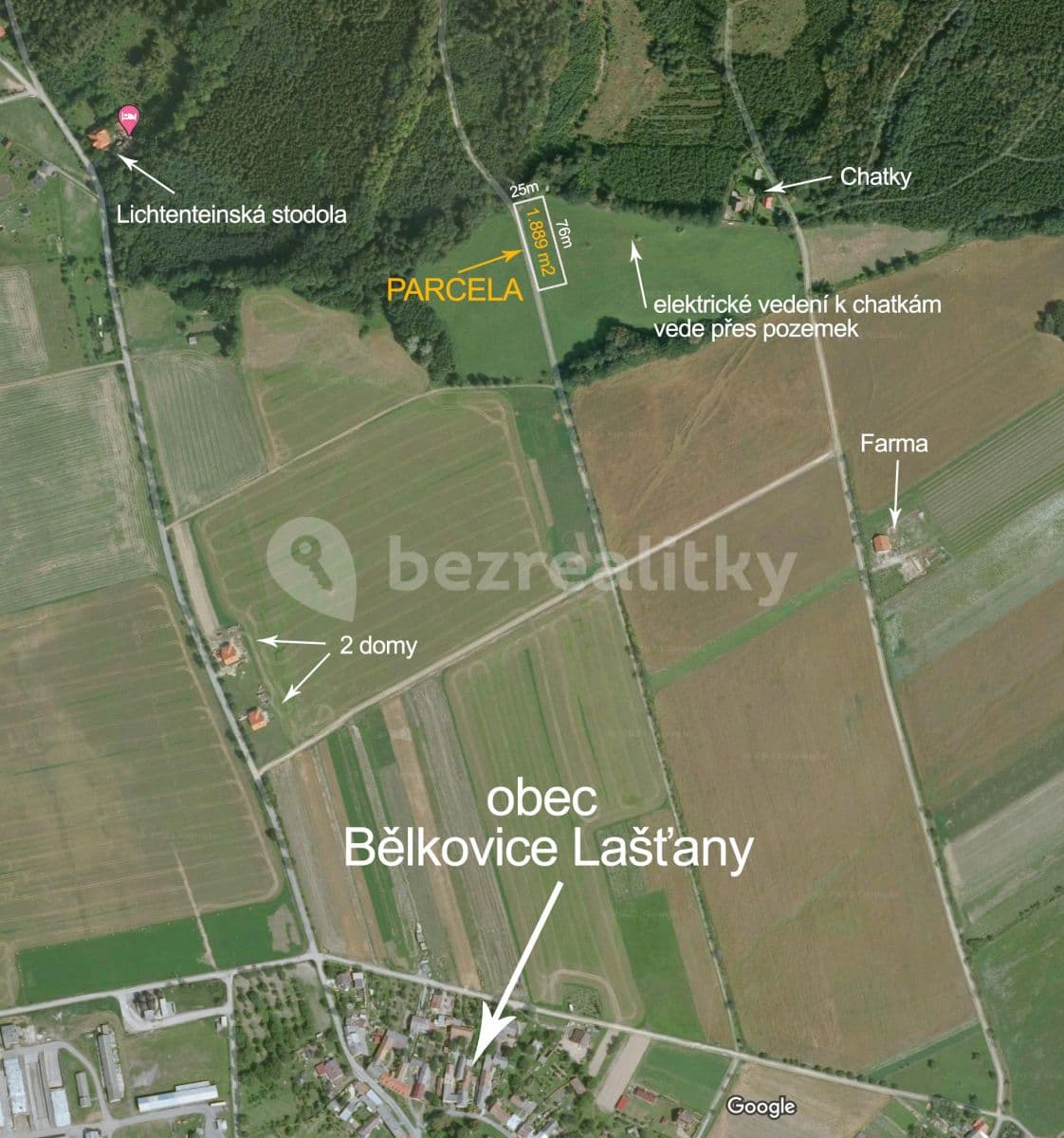 Predaj pozemku 1.900 m², Bělkovice-Lašťany, Olomoucký kraj