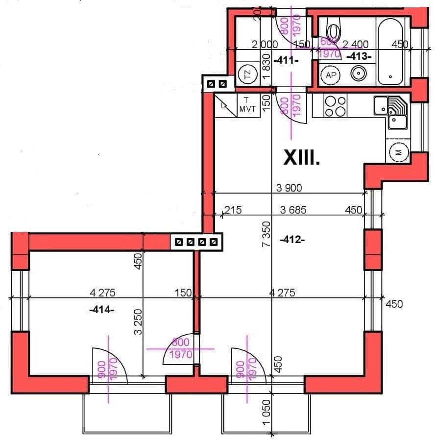 Prenájom bytu 2-izbový 60 m², Za Mlýnem, Praha, Praha Prenájom bytu 2-izbový 60 m², Za Mlýnem, Praha, Praha