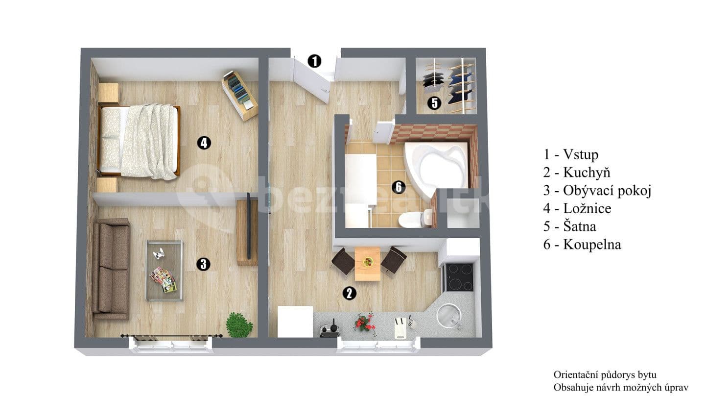 Predaj bytu 1-izbový 42 m², Holešická, Chomutov, Ústecký kraj