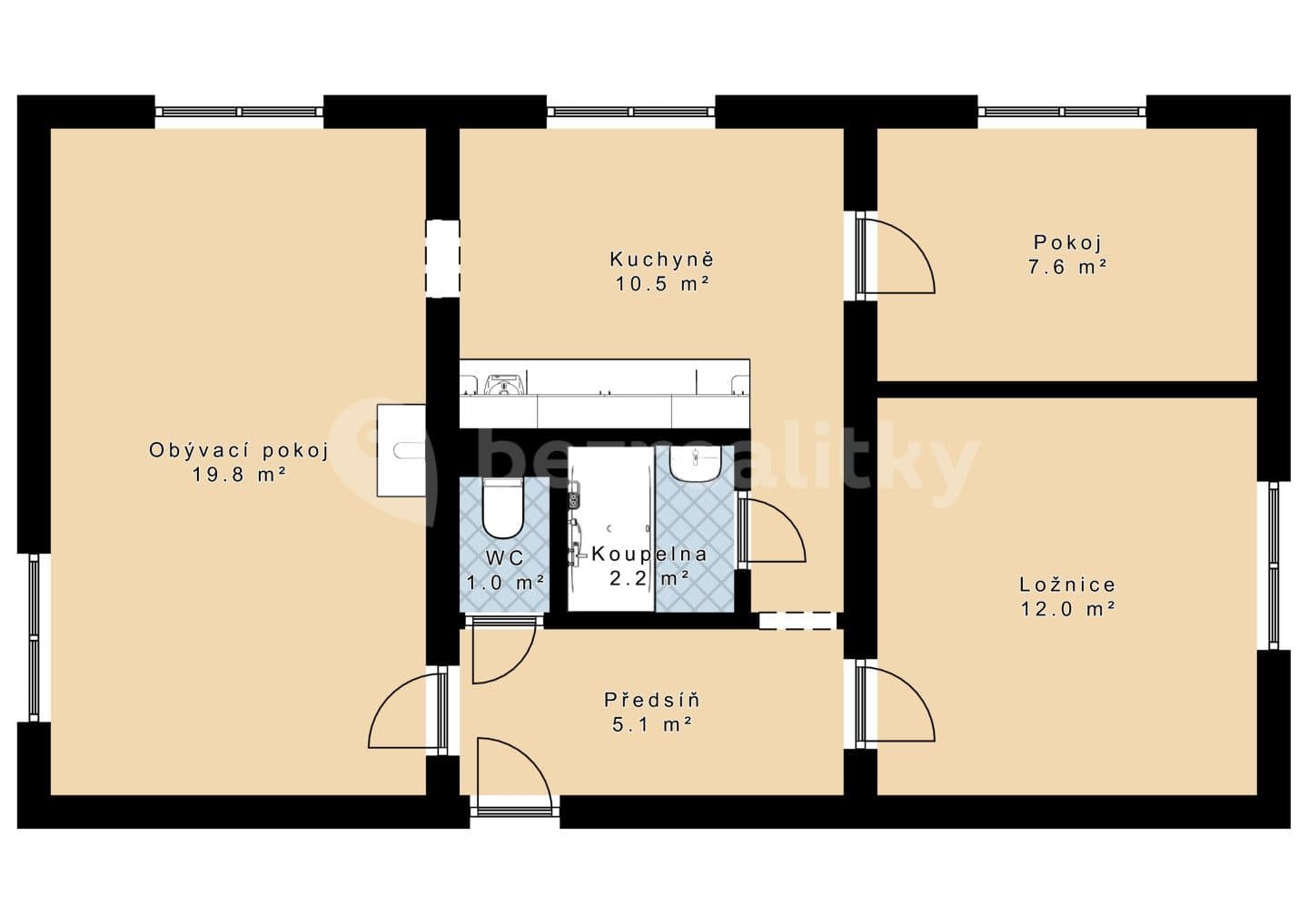Predaj bytu 3-izbový 60 m², Králova Lhota, Jihočeský kraj
