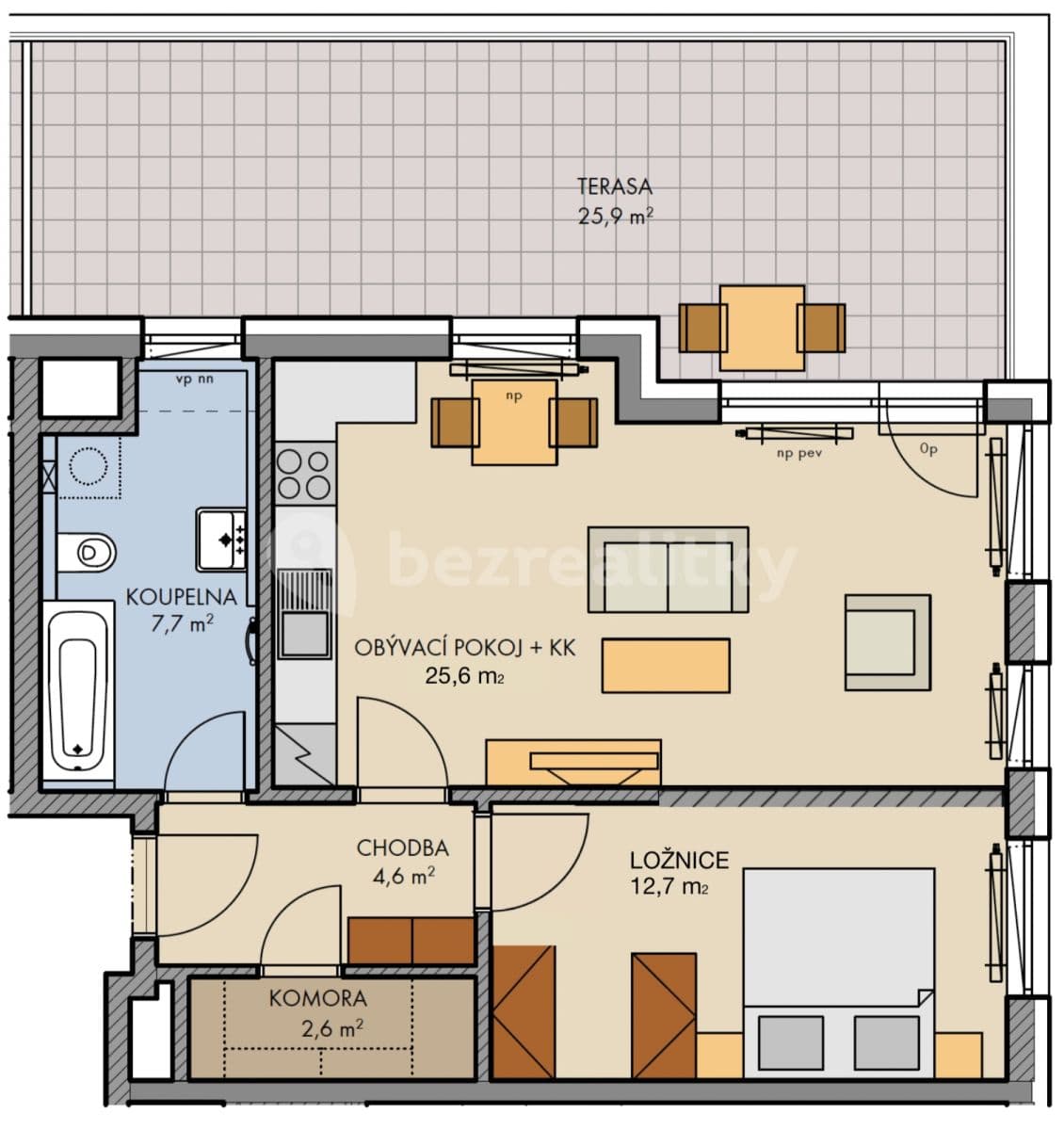 Prenájom bytu 2-izbový 56 m², Hugo Haase, Praha, Praha Prenájom bytu 2-izbový 56 m², Hugo Haase, Praha, Praha