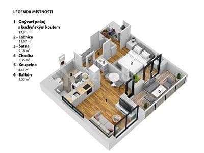 Prenájom bytu 2-izbový 49 m², Kurandové, Praha, Praha Prenájom bytu 2-izbový 49 m², Kurandové, Praha, Praha