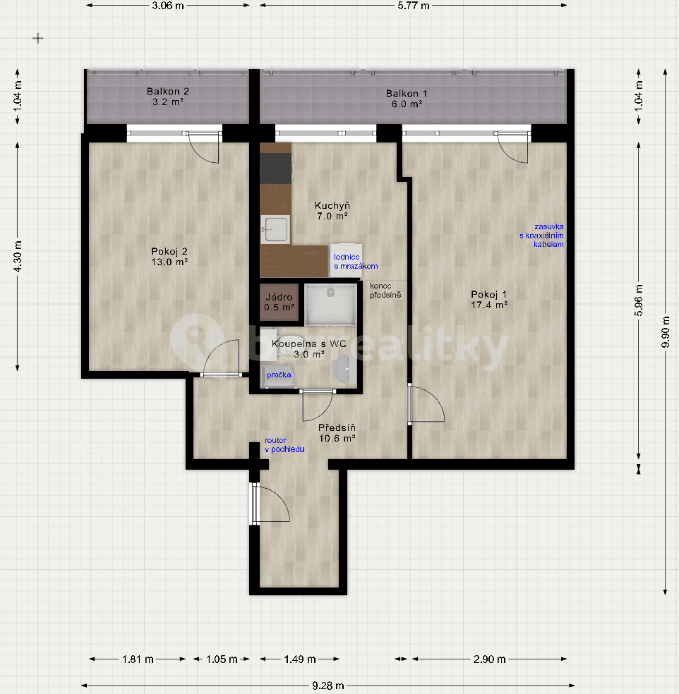Prenájom bytu 2-izbový 63 m², Benešovská, Kladno, Středočeský kraj Prenájom bytu 2-izbový 63 m², Benešovská, Kladno, Středočeský kraj