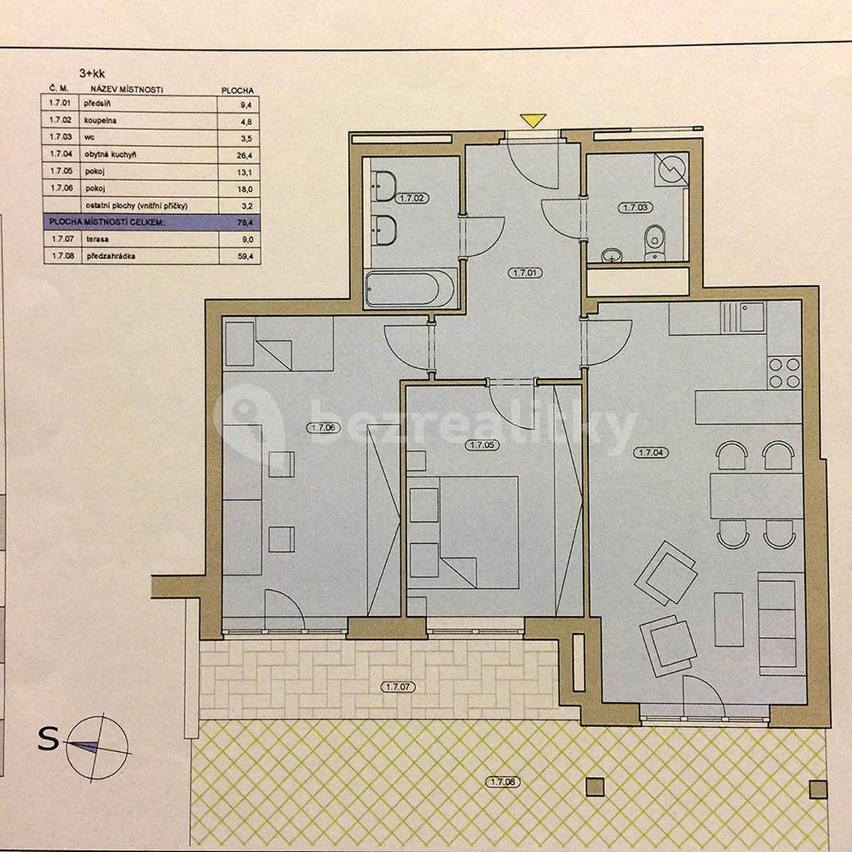 Prenájom bytu 3-izbový 78 m², Kakosova, Praha, Praha Prenájom bytu 3-izbový 78 m², Kakosova, Praha, Praha