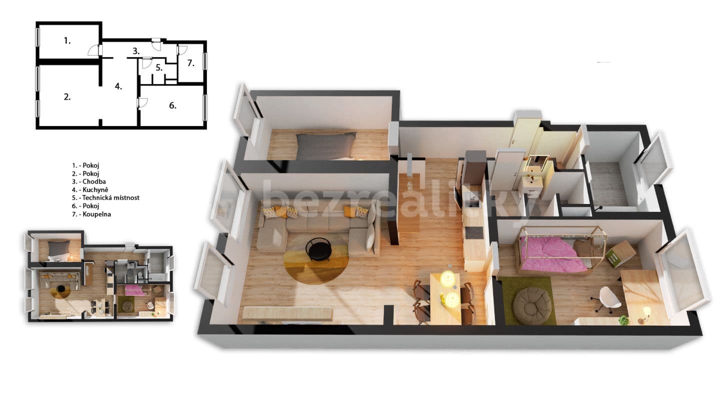 Predaj bytu 3-izbový 76 m², nám. T.G.Masaryka, Poděbrady, Středočeský kraj