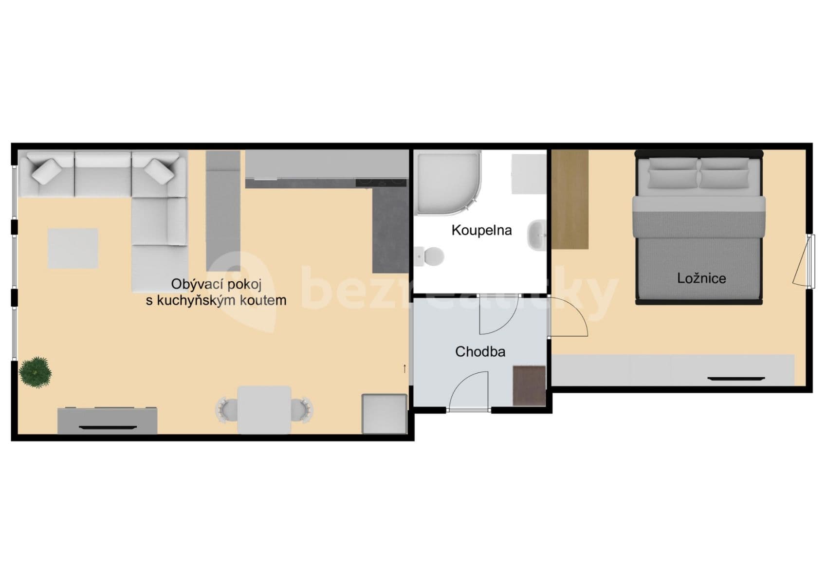 Prenájom bytu 2-izbový 36 m², Pod Labuťkou, Praha, Praha Prenájom bytu 2-izbový 36 m², Pod Labuťkou, Praha, Praha