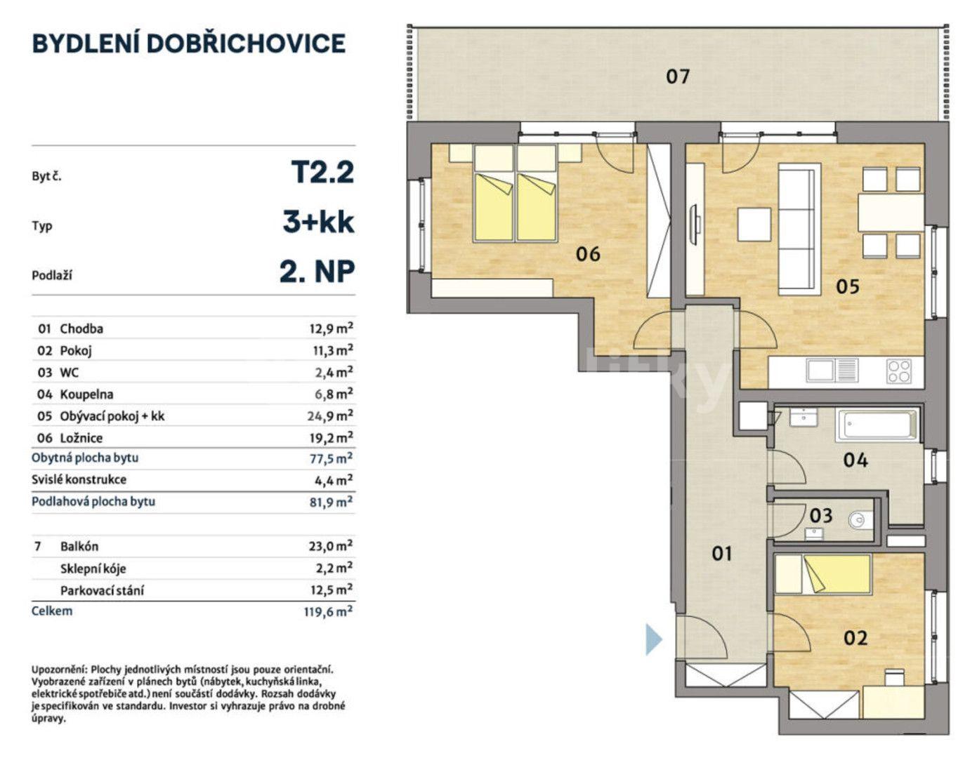 Predaj bytu 3-izbový 82 m², Pražská, Dobřichovice, Středočeský kraj