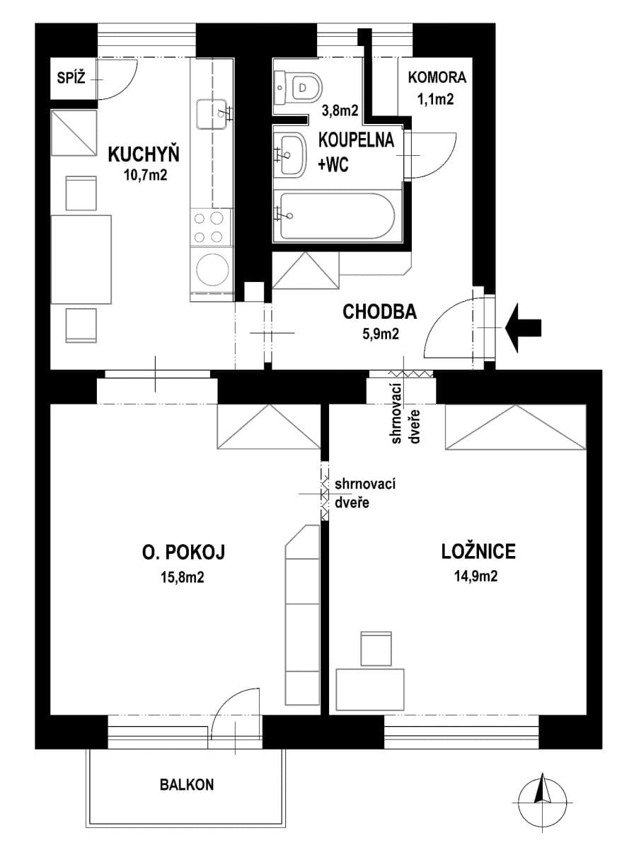 Prenájom bytu 2-izbový 52 m², Vodárenská, Kladno, Středočeský kraj Prenájom bytu 2-izbový 52 m², Vodárenská, Kladno, Středočeský kraj