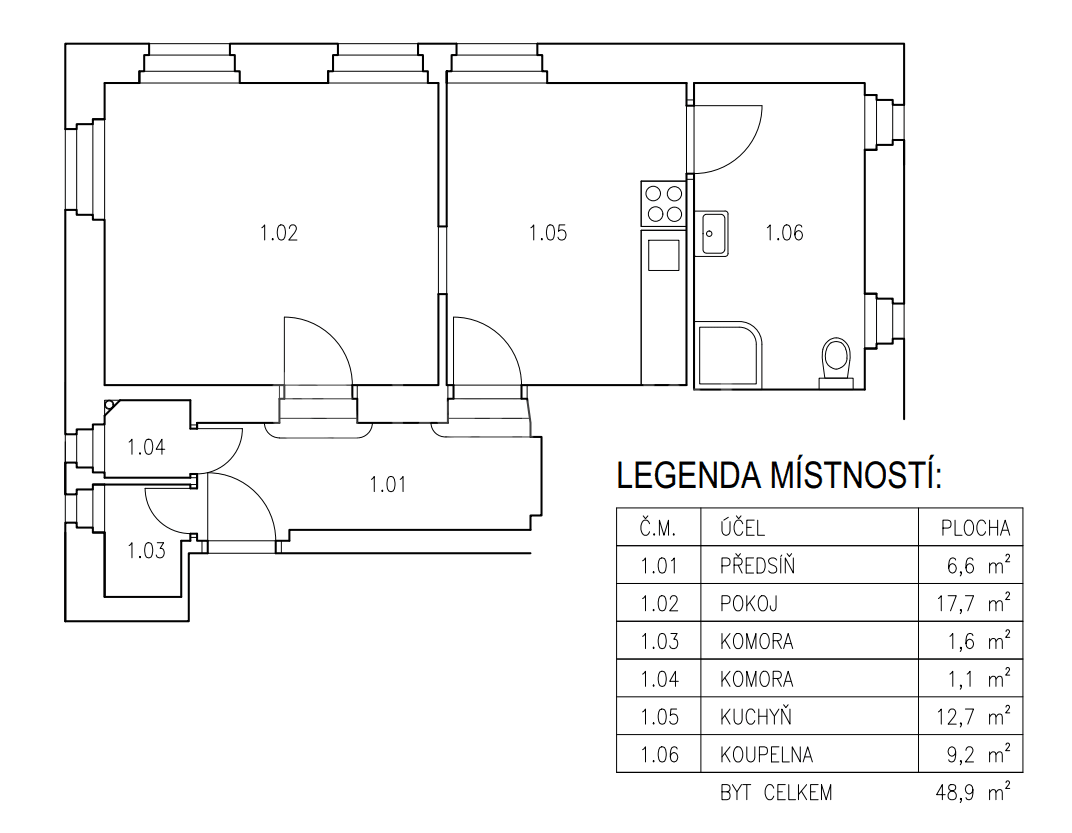 Prenájom bytu 1-izbový 49 m², Olbrachtova, Olomouc, Olomoucký kraj Prenájom bytu 1-izbový 49 m², Olbrachtova, Olomouc, Olomoucký kraj