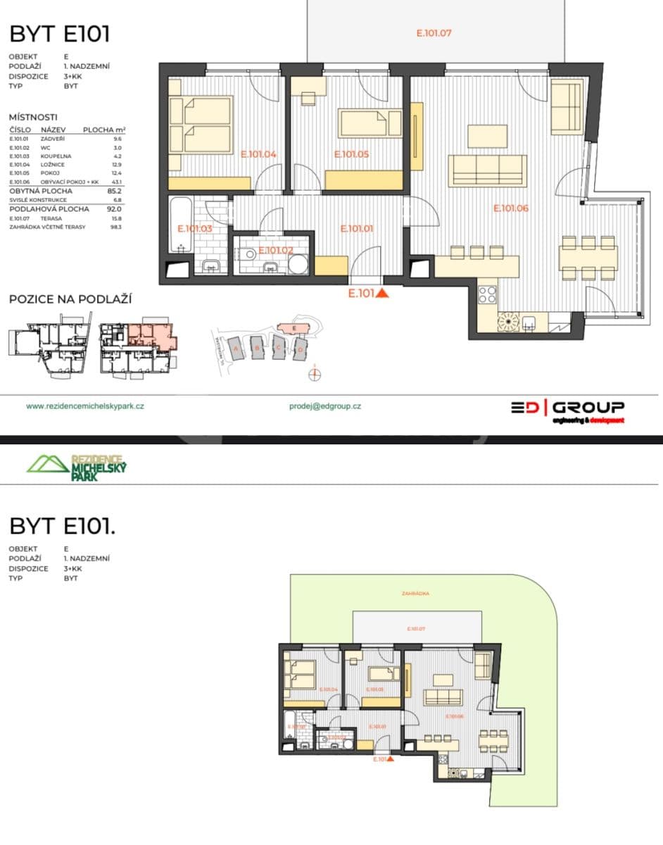 Prenájom bytu 3-izbový 90 m², Michelská, Praha, Praha Prenájom bytu 3-izbový 90 m², Michelská, Praha, Praha