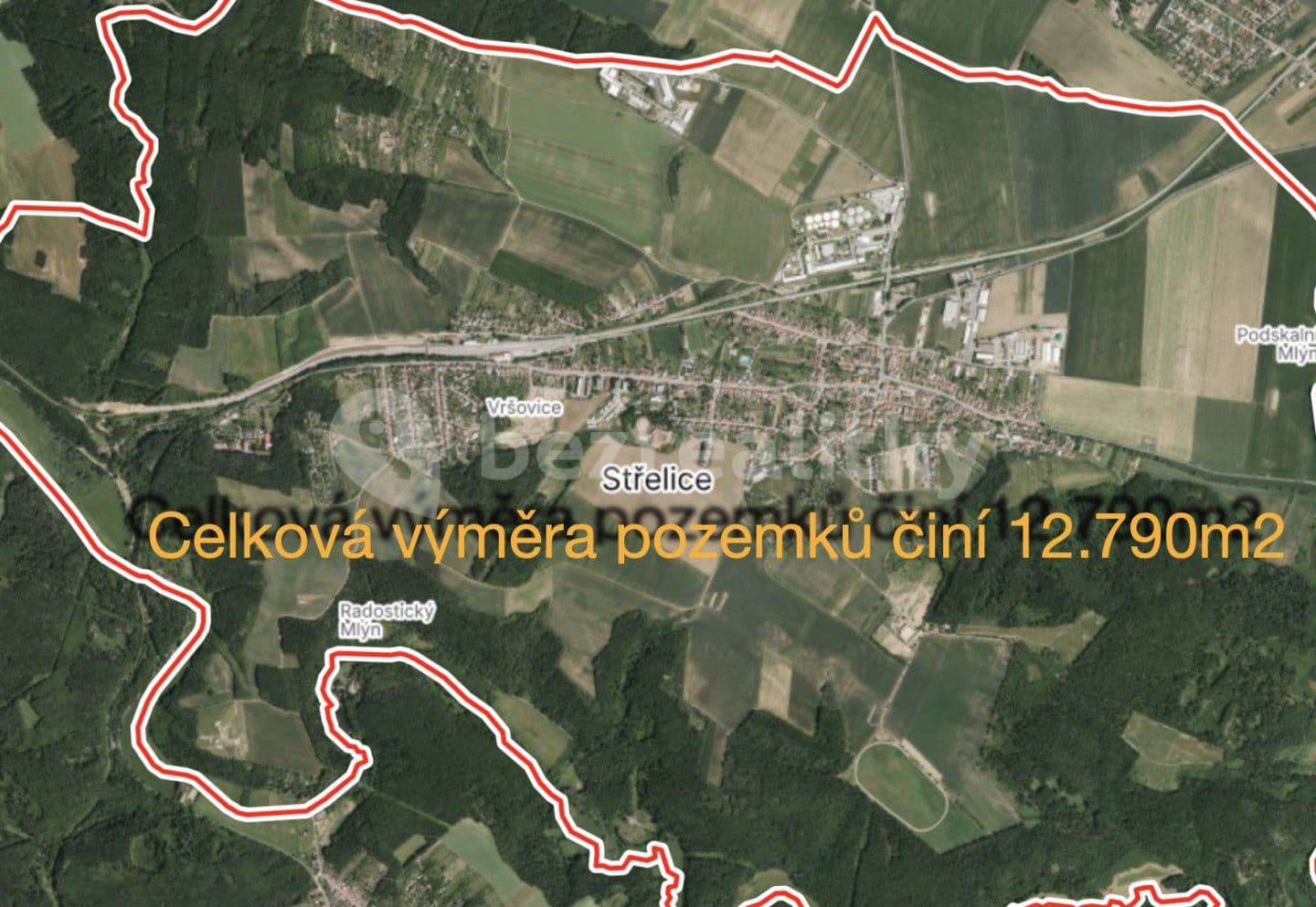 Predaj pozemku 12.790 m², Střelice, Jihomoravský kraj