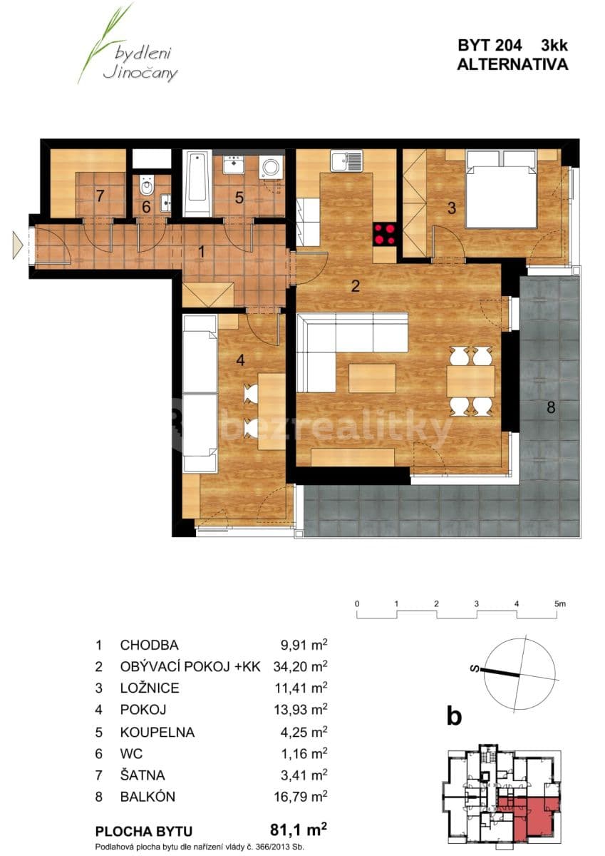 Prenájom bytu 3-izbový 81 m², Emy Destinové, Jinočany, Středočeský kraj