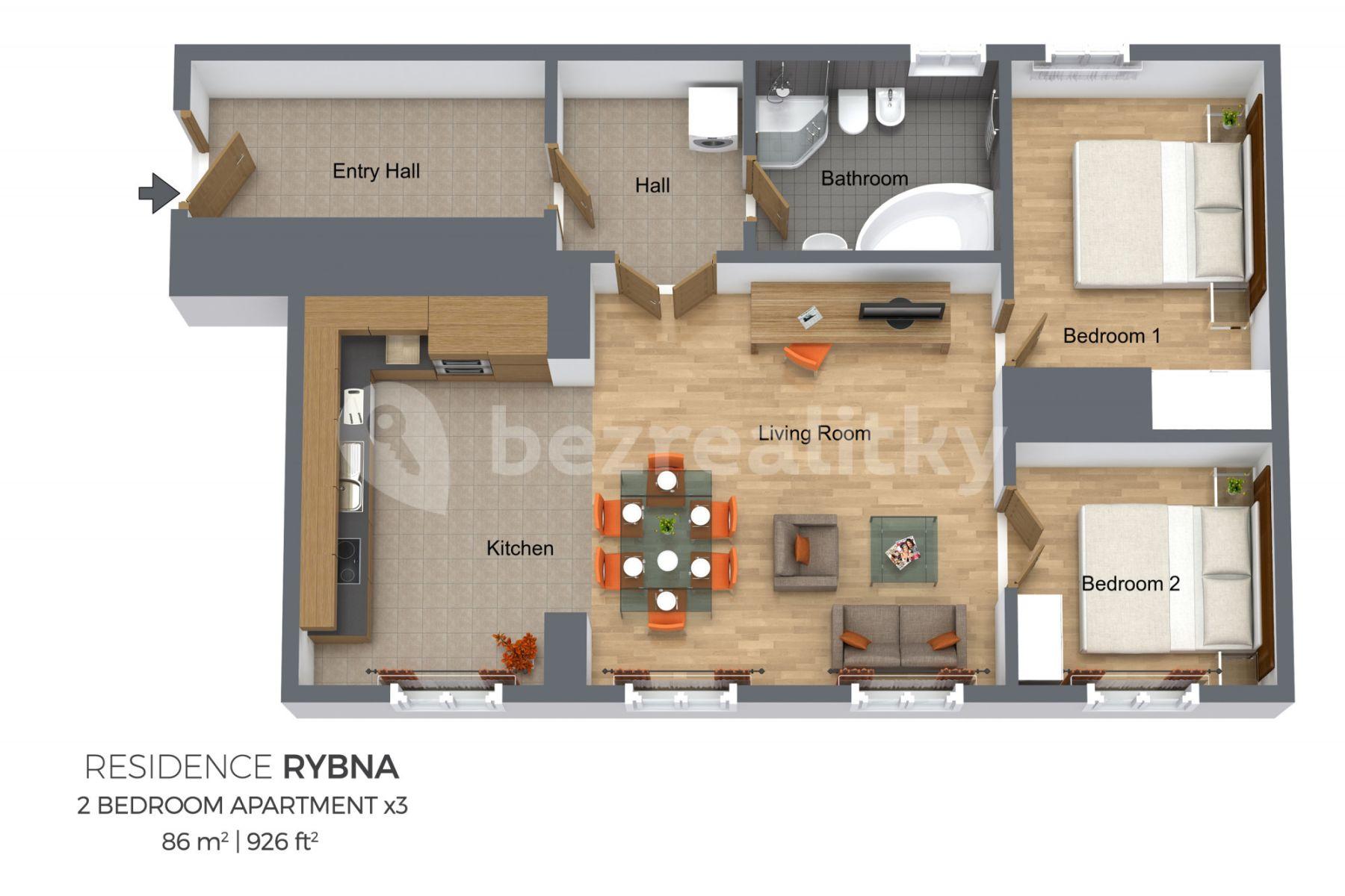 Prenájom bytu 3-izbový 86 m², Rybná, Praha, Praha