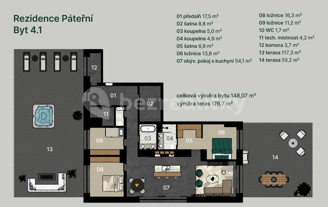 Predaj bytu 4-izbový 148 m², Páteřní, Brno, Jihomoravský kraj