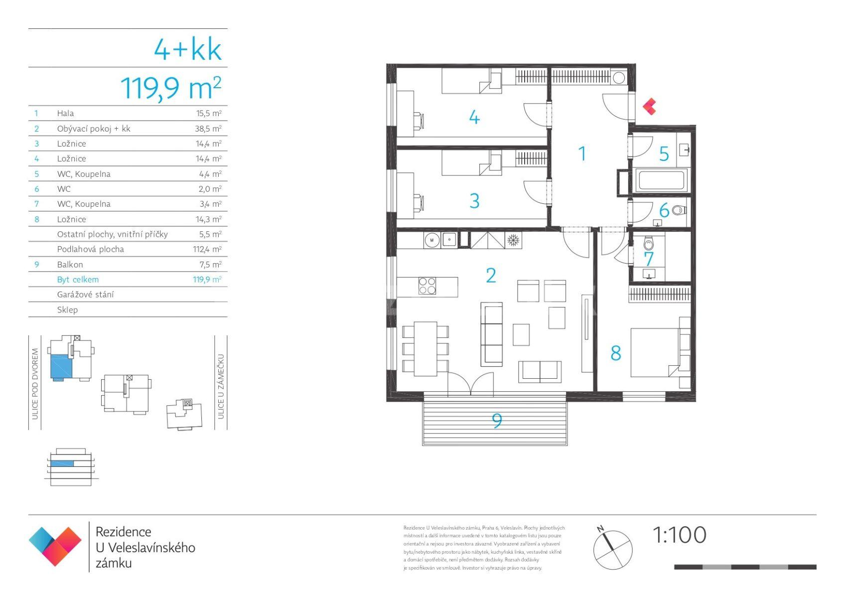 Predaj bytu 4-izbový 120 m², Pod Dvorem, Praha, Praha