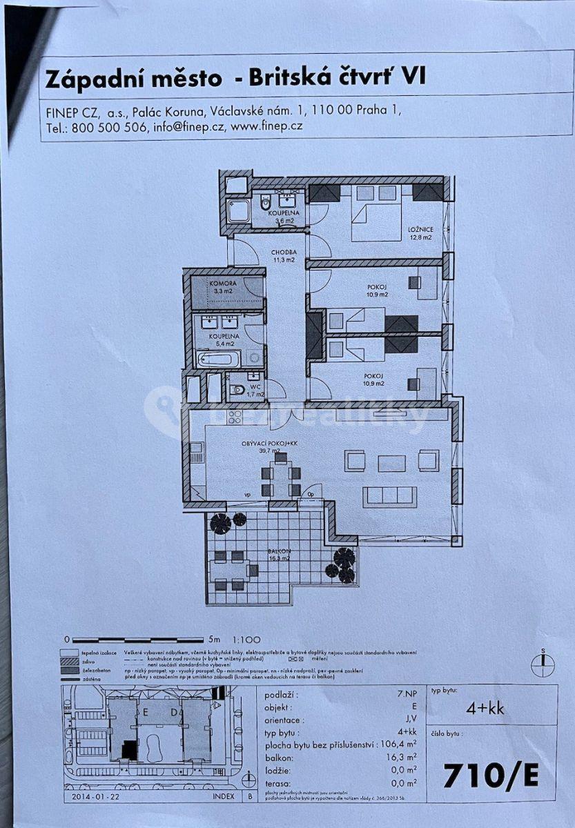 Prenájom bytu 4-izbový 122 m², náměstí Junkových, Praha, Praha