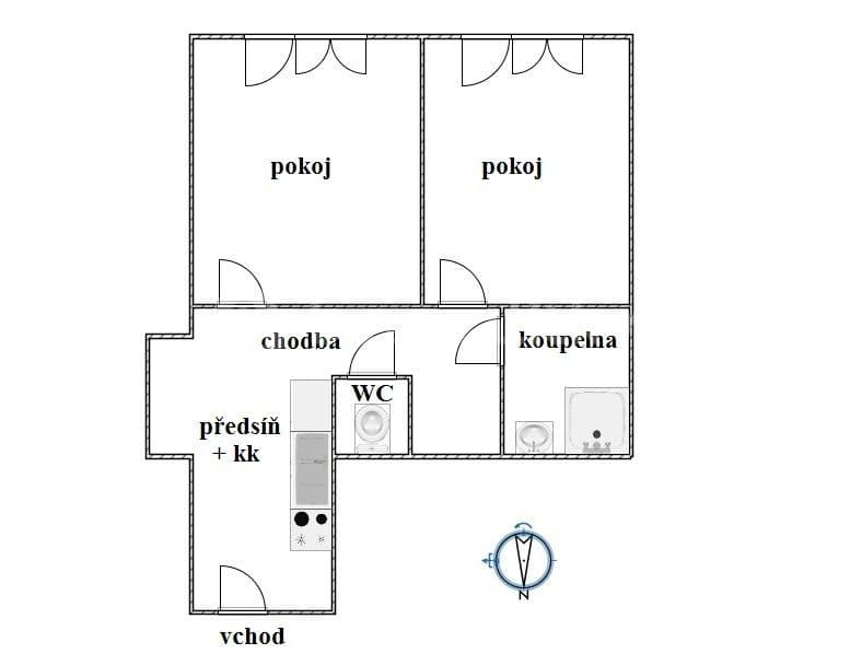 Prenájom bytu 3-izbový 55 m², Za Poštou, Praha, Praha Prenájom bytu 3-izbový 55 m², Za Poštou, Praha, Praha