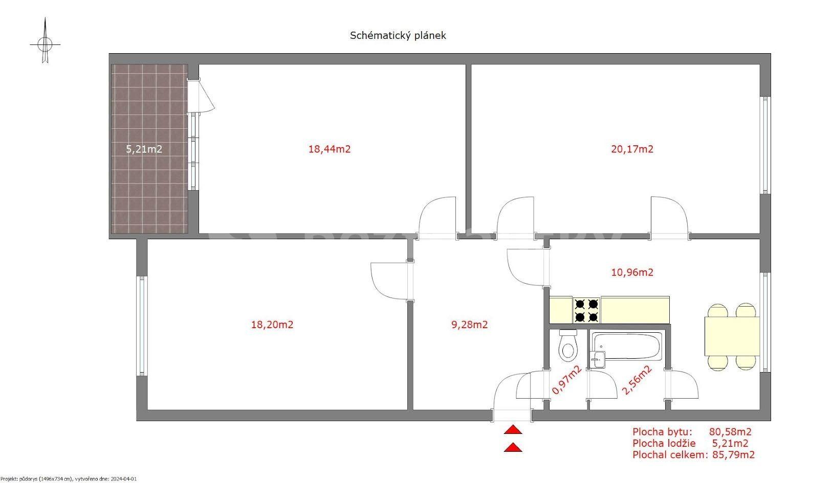 Predaj bytu 3-izbový 81 m², Seidlova, Praha, Praha