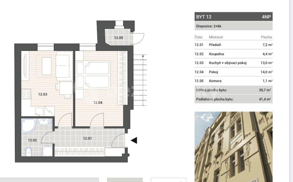 Prenájom bytu 2-izbový 40 m², V Zahradách, Praha, Praha