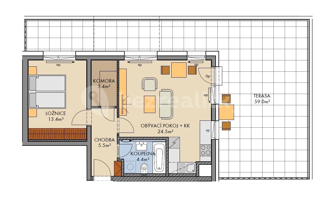 Prenájom bytu 2-izbový 53 m², Pod Harfou, Praha, Praha Prenájom bytu 2-izbový 53 m², Pod Harfou, Praha, Praha