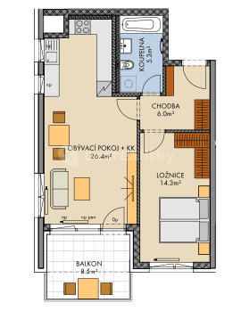 Prenájom bytu 2-izbový 54 m², Pod Harfou, Praha, Praha Prenájom bytu 2-izbový 54 m², Pod Harfou, Praha, Praha