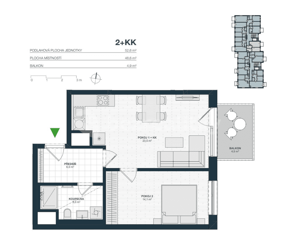 Prenájom bytu 2-izbový 53 m², Nurmiho, Praha, Praha Prenájom bytu 2-izbový 53 m², Nurmiho, Praha, Praha