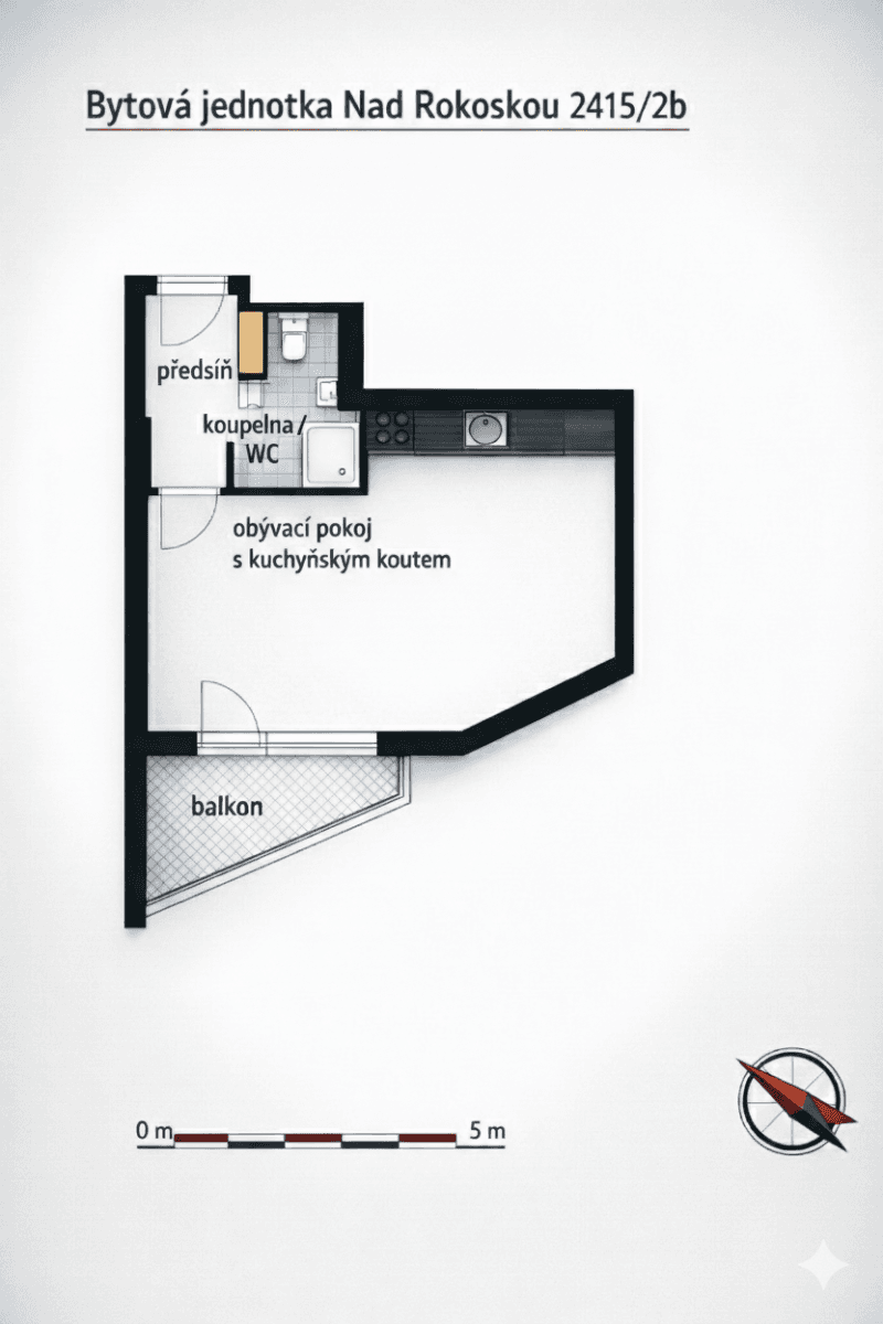 Prenájom bytu 1-izbový 33 m², Nad Rokoskou, Praha, Praha Prenájom bytu 1-izbový 33 m², Nad Rokoskou, Praha, Praha
