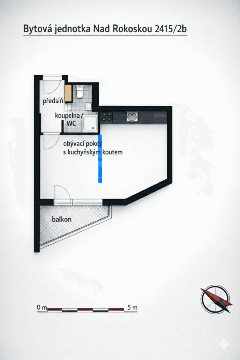 Prenájom bytu 1-izbový 33 m², Nad Rokoskou, Praha, Praha Prenájom bytu 1-izbový 33 m², Nad Rokoskou, Praha, Praha