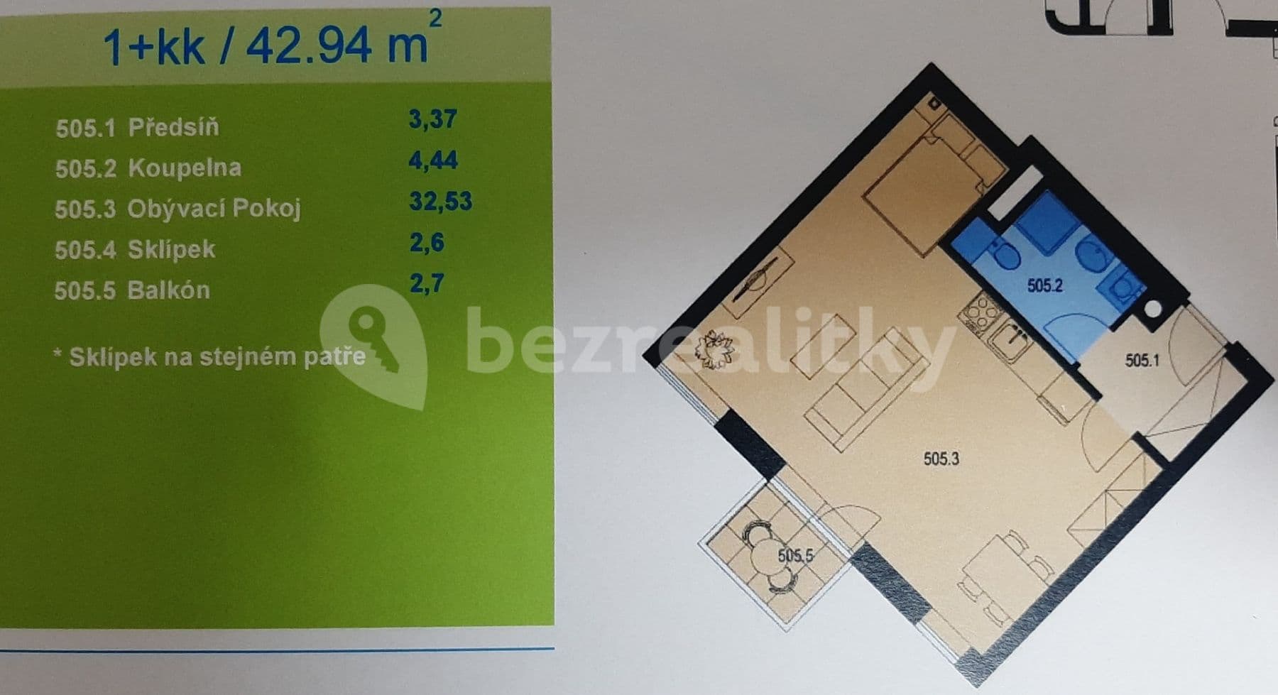 Prenájom bytu 1-izbový 43 m², Pelušková, Praha, Praha Prenájom bytu 1-izbový 43 m², Pelušková, Praha, Praha