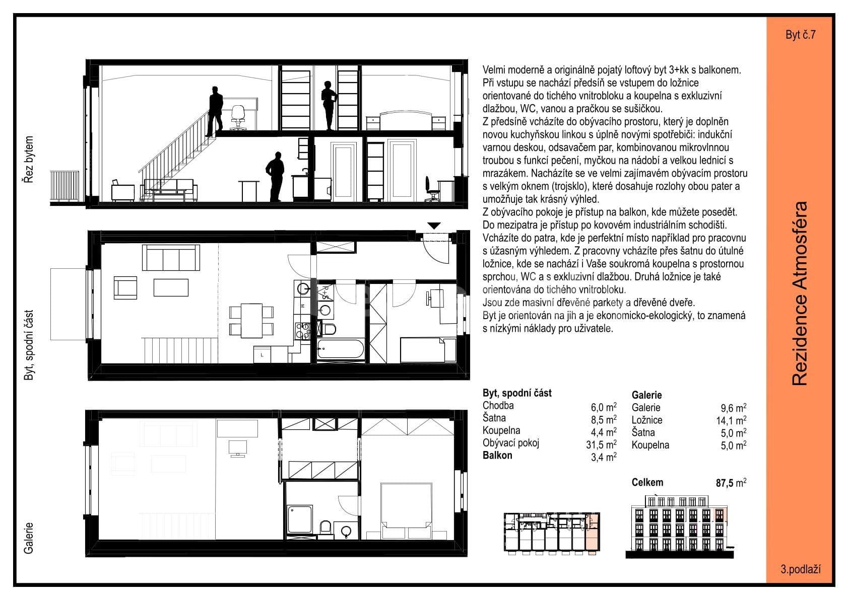 Prenájom bytu 3-izbový 84 m², Ambrožova, Praha, Praha Prenájom bytu 3-izbový 84 m², Ambrožova, Praha, Praha