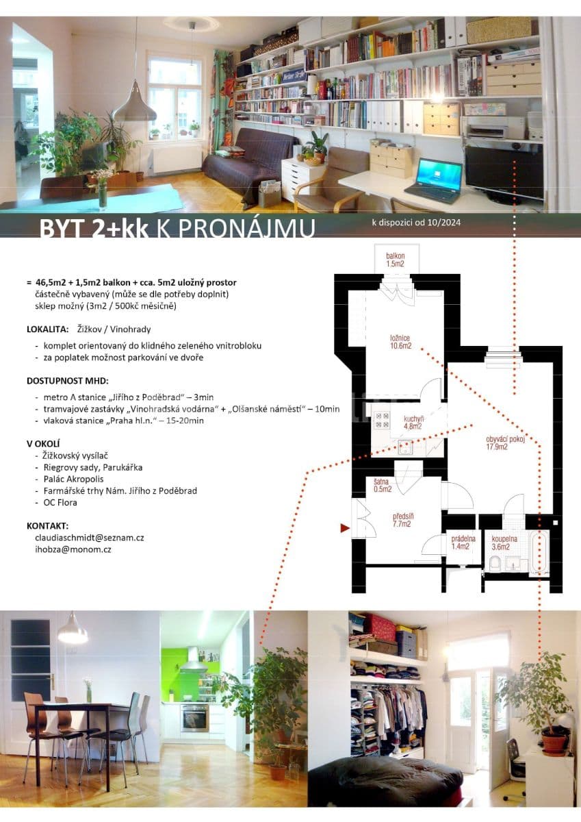 Prenájom bytu 2-izbový 47 m², Fibichova, Praha, Praha Prenájom bytu 2-izbový 47 m², Fibichova, Praha, Praha