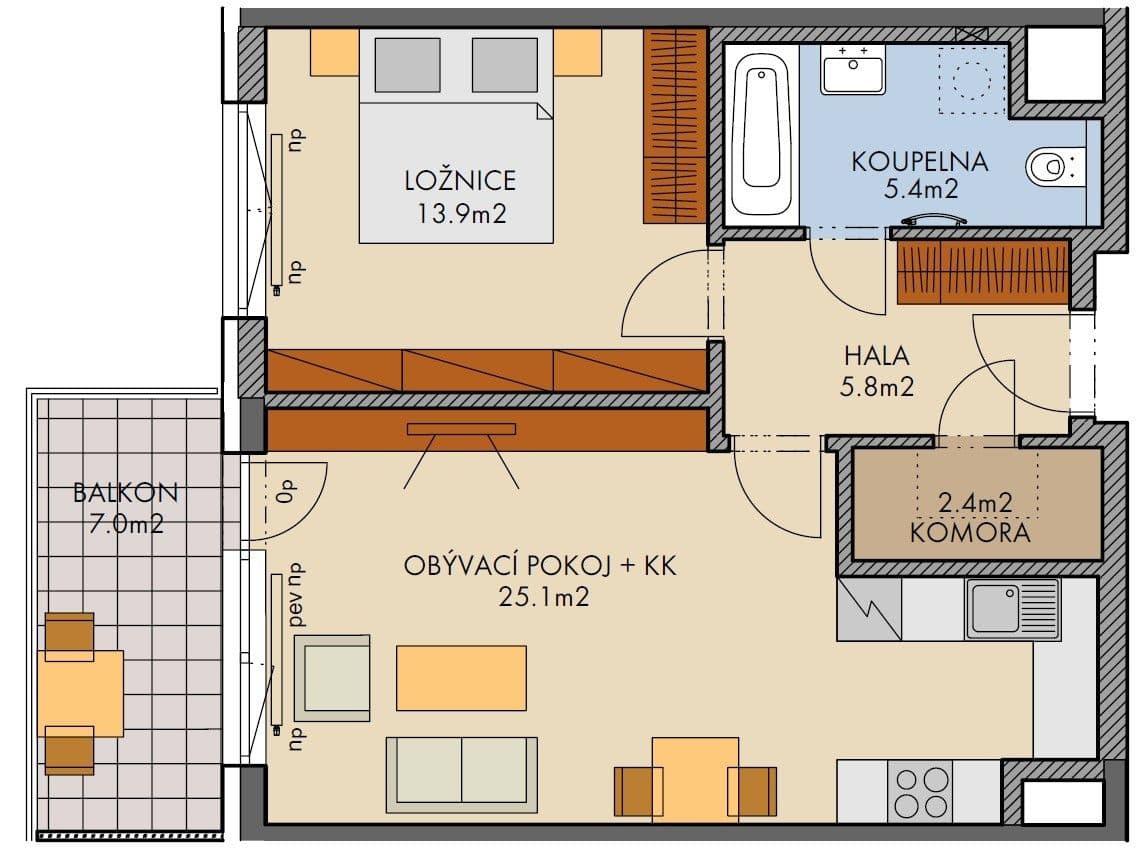 Prenájom bytu 2-izbový 62 m², Kardausova, Praha, Praha Prenájom bytu 2-izbový 62 m², Kardausova, Praha, Praha