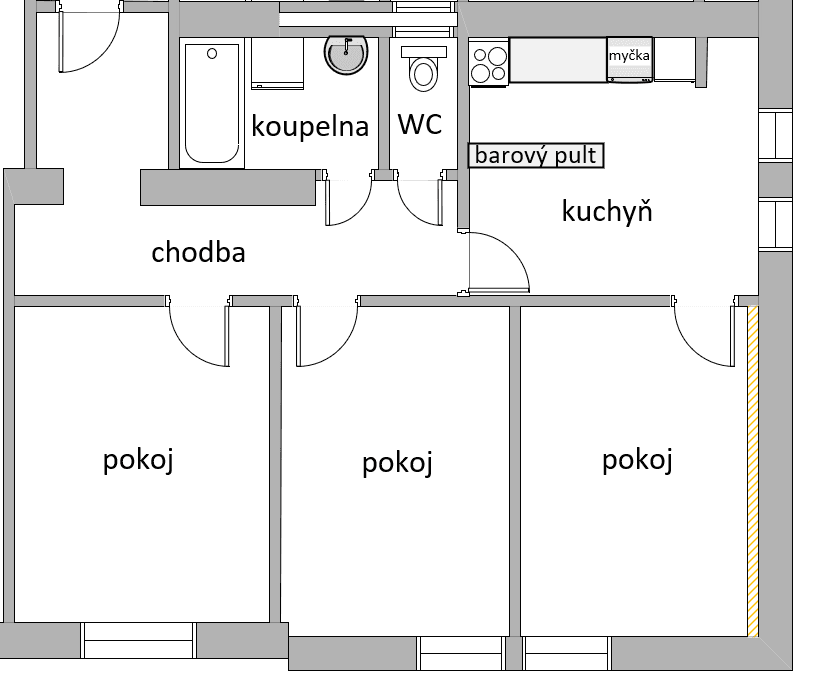 Prenájom bytu 3-izbový 70 m², Sudoměřská, Praha, Praha Prenájom bytu 3-izbový 70 m², Sudoměřská, Praha, Praha