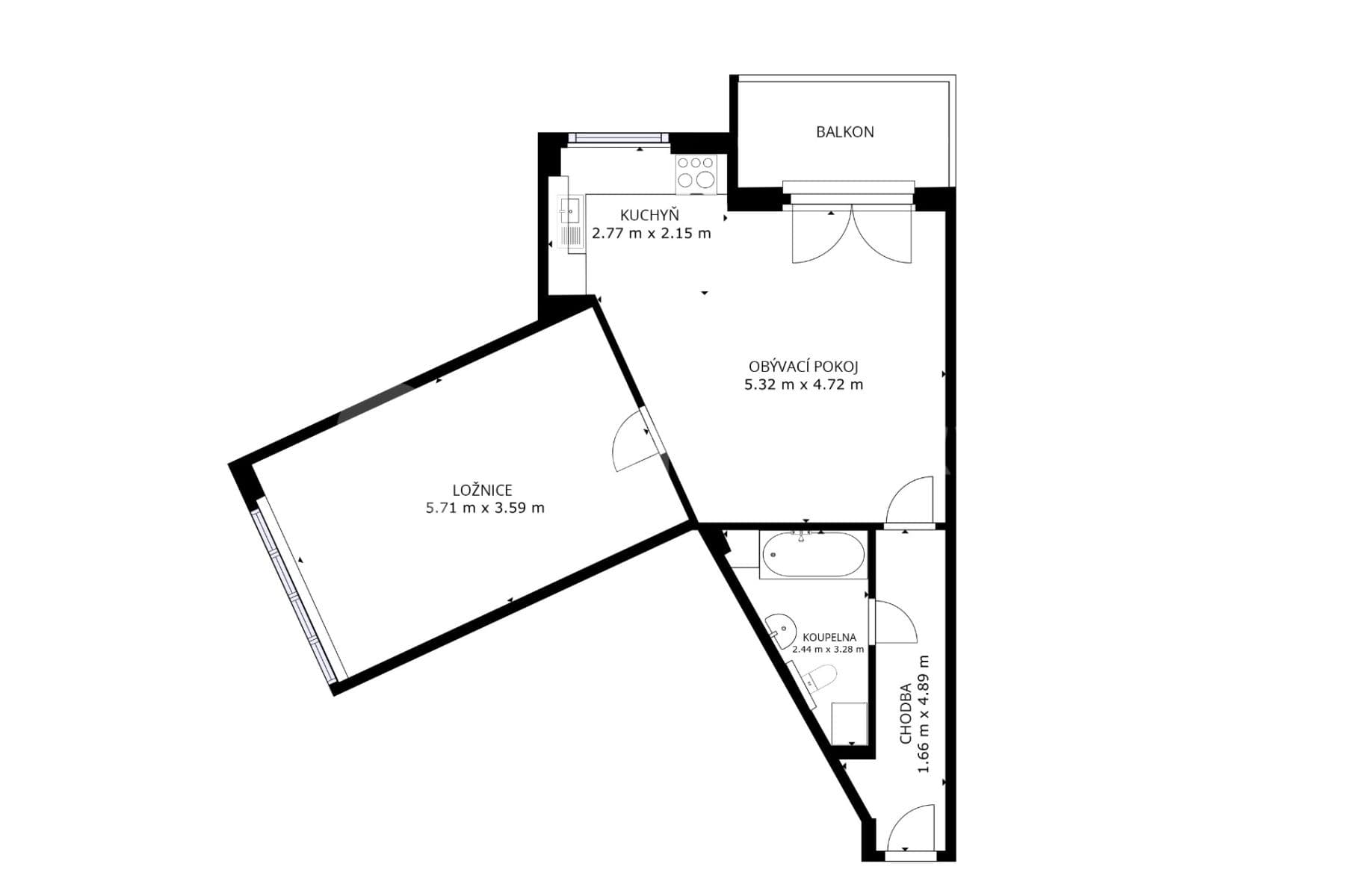 Prenájom bytu 2-izbový 62 m², Voskovcova, Praha, Praha Prenájom bytu 2-izbový 62 m², Voskovcova, Praha, Praha