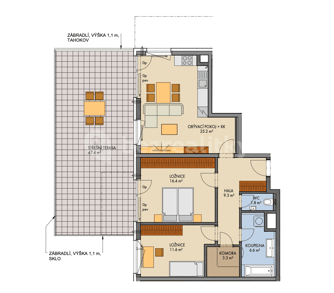 Prenájom bytu 3-izbový 78 m², Čakovická, Praha, Praha Prenájom bytu 3-izbový 78 m², Čakovická, Praha, Praha