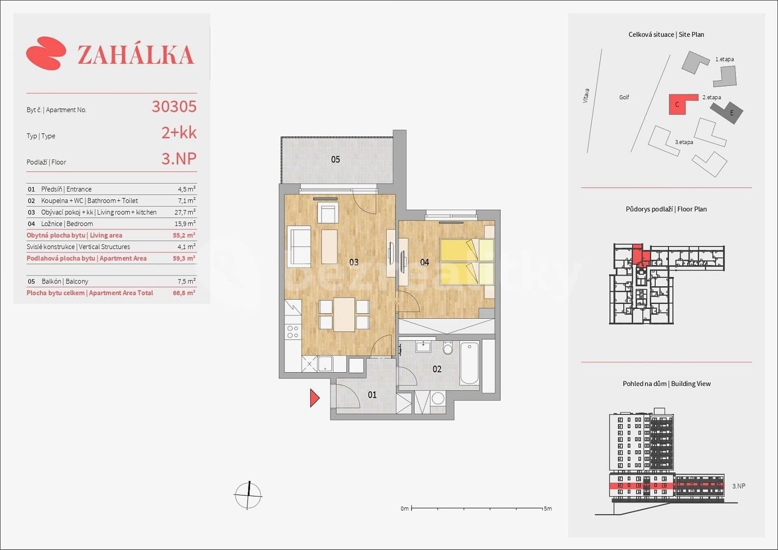 Prenájom bytu 2-izbový 66 m², Mezi Vodami, Praha, Praha Prenájom bytu 2-izbový 66 m², Mezi Vodami, Praha, Praha
