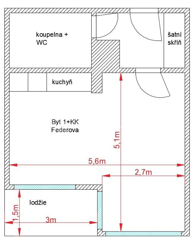 Prenájom bytu 1-izbový 33 m², Federova, Praha, Praha Prenájom bytu 1-izbový 33 m², Federova, Praha, Praha