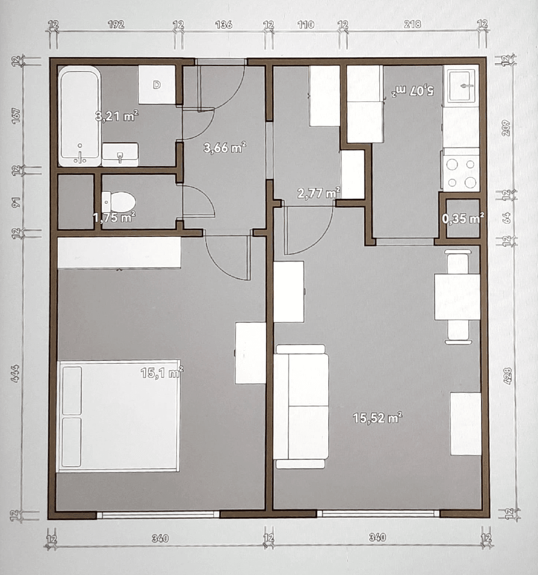 Prenájom bytu 2-izbový 46 m², Bajkonurská, Praha, Praha Prenájom bytu 2-izbový 46 m², Bajkonurská, Praha, Praha