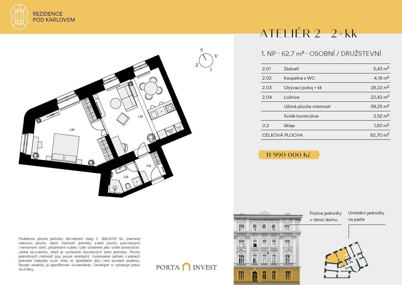 Predaj bytu 2-izbový 61 m², Pod Karlovem, Praha, Praha Predaj bytu 2-izbový 61 m², Pod Karlovem, Praha, Praha