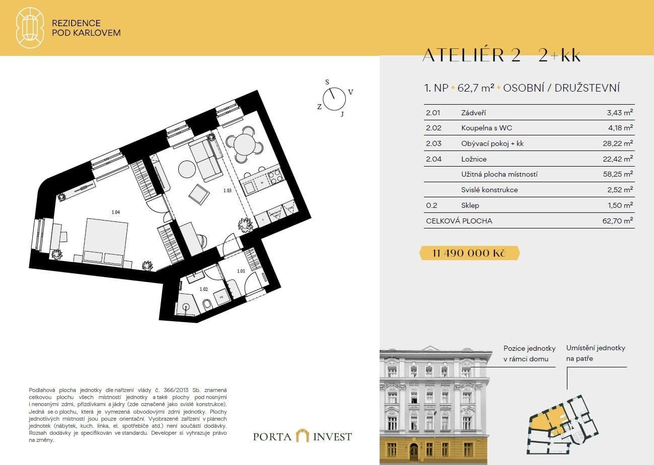 Predaj bytu 2-izbový 61 m², Pod Karlovem, Praha, Praha Predaj bytu 2-izbový 61 m², Pod Karlovem, Praha, Praha