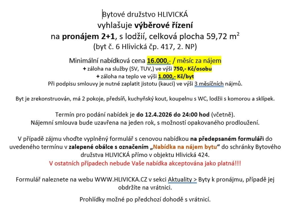 Prenájom bytu 2-izbový 59 m², Hlivická, Praha, Praha Prenájom bytu 2-izbový 59 m², Hlivická, Praha, Praha