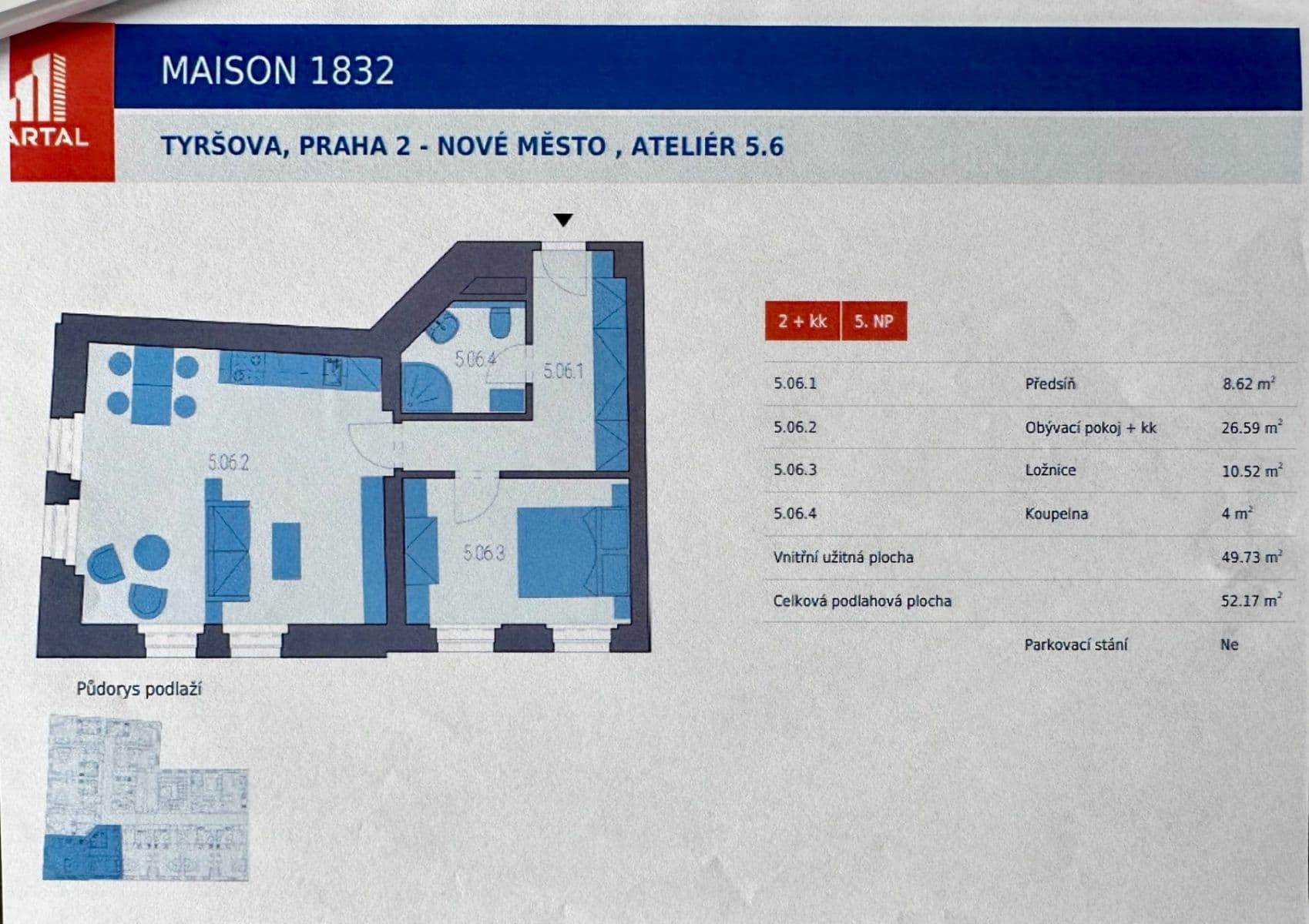 Predaj bytu 2-izbový 56 m², Tyršova, Praha, Praha Predaj bytu 2-izbový 56 m², Tyršova, Praha, Praha