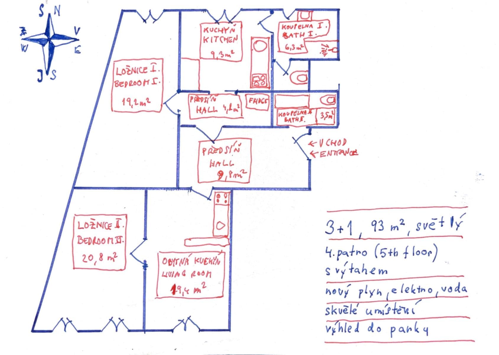 Prenájom bytu 3-izbový 93 m², Husitská, Praha, Praha Prenájom bytu 3-izbový 93 m², Husitská, Praha, Praha