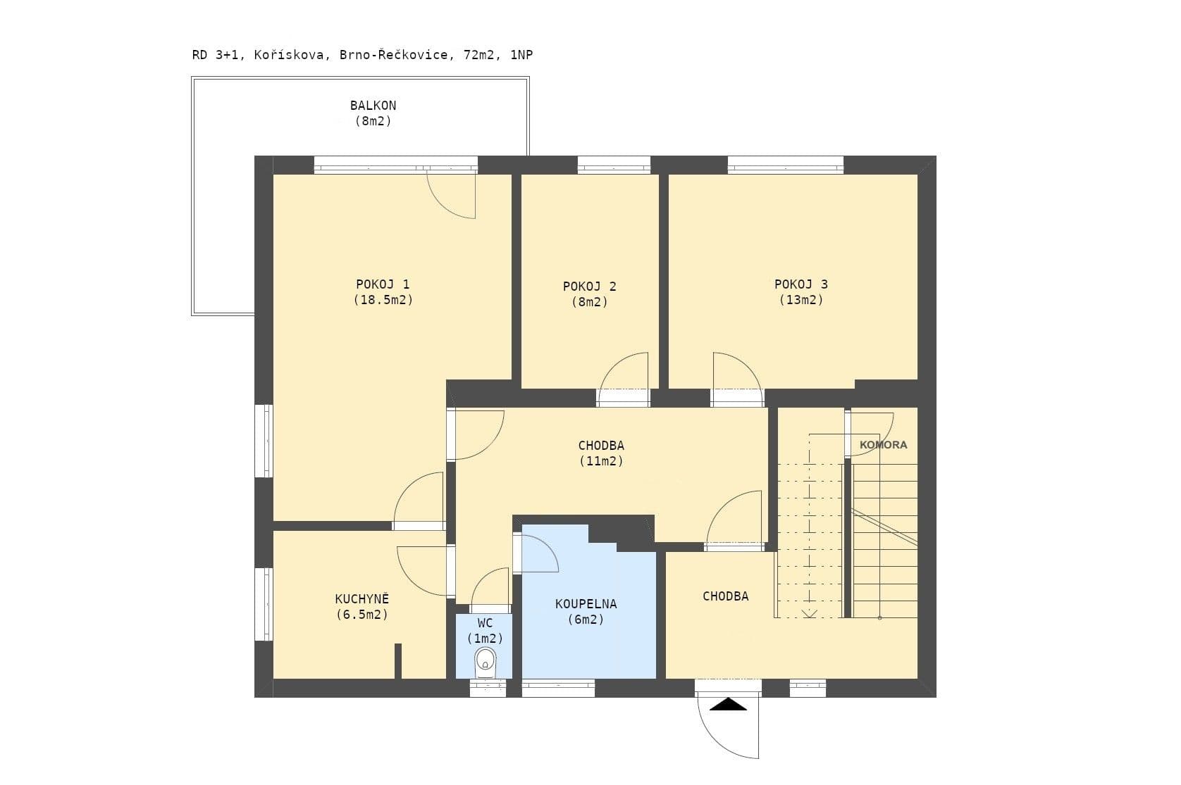 Prenájom bytu 3-izbový 72 m², Kořískova, Brno, Jihomoravský kraj Prenájom bytu 3-izbový 72 m², Kořískova, Brno, Jihomoravský kraj