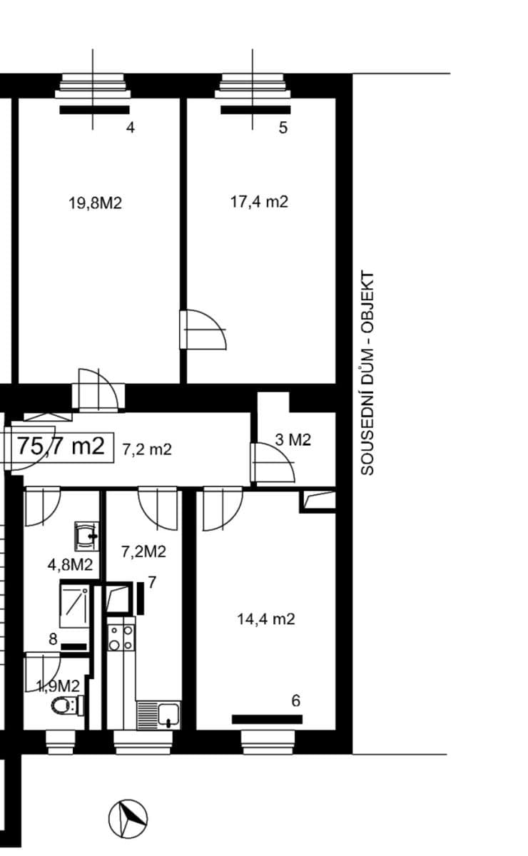 Prenájom bytu 3-izbový 76 m², Svatoslavova, Praha, Praha Prenájom bytu 3-izbový 76 m², Svatoslavova, Praha, Praha