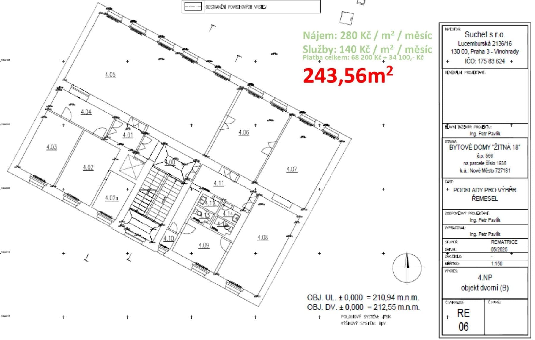 Prenájom kancelárie 243 m², Žitná, Praha, Praha Prenájom kancelárie 243 m², Žitná, Praha, Praha