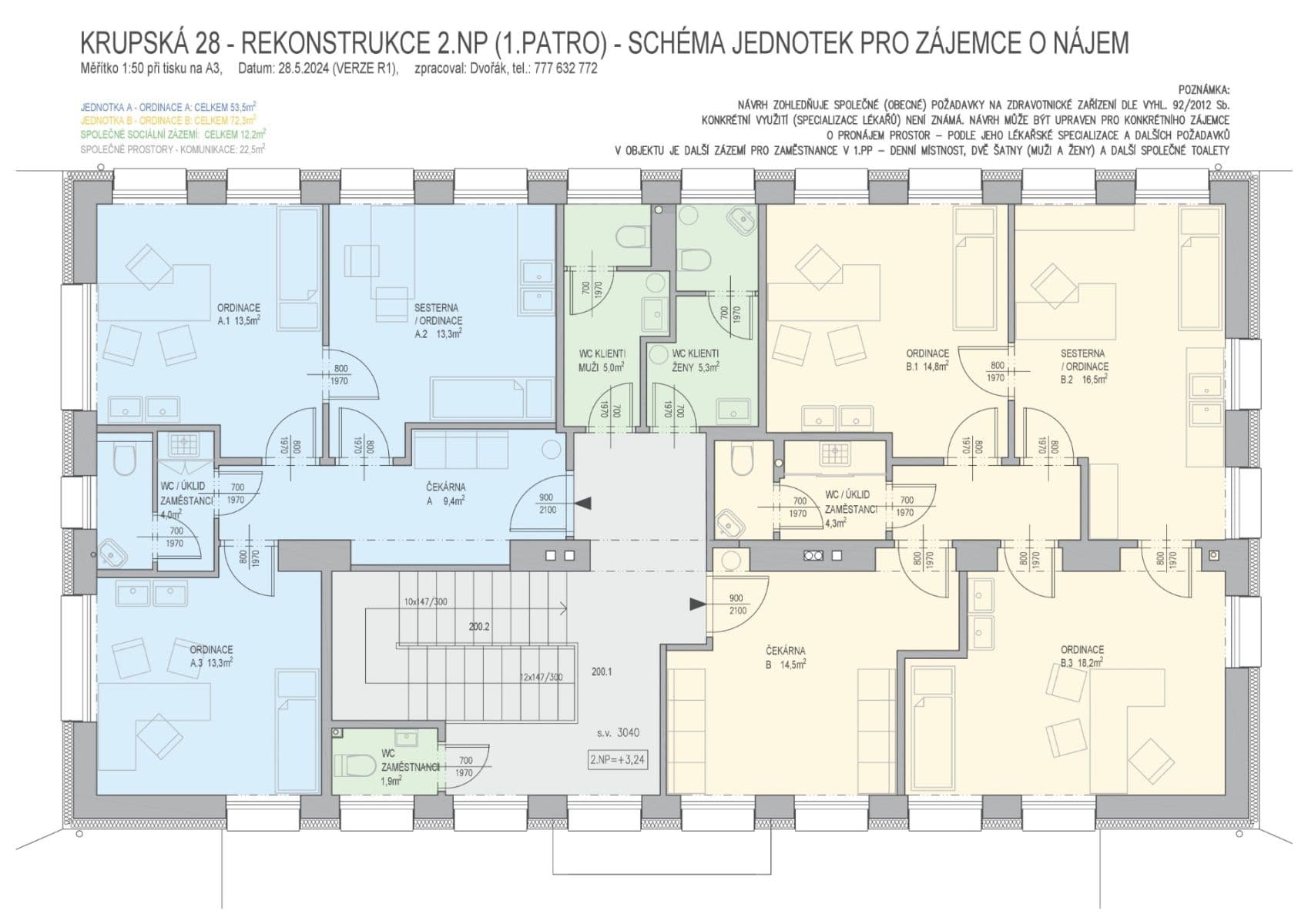 Prenájom nebytového priestoru 72 m², Krupská, Praha, Praha Prenájom nebytového priestoru 72 m², Krupská, Praha, Praha