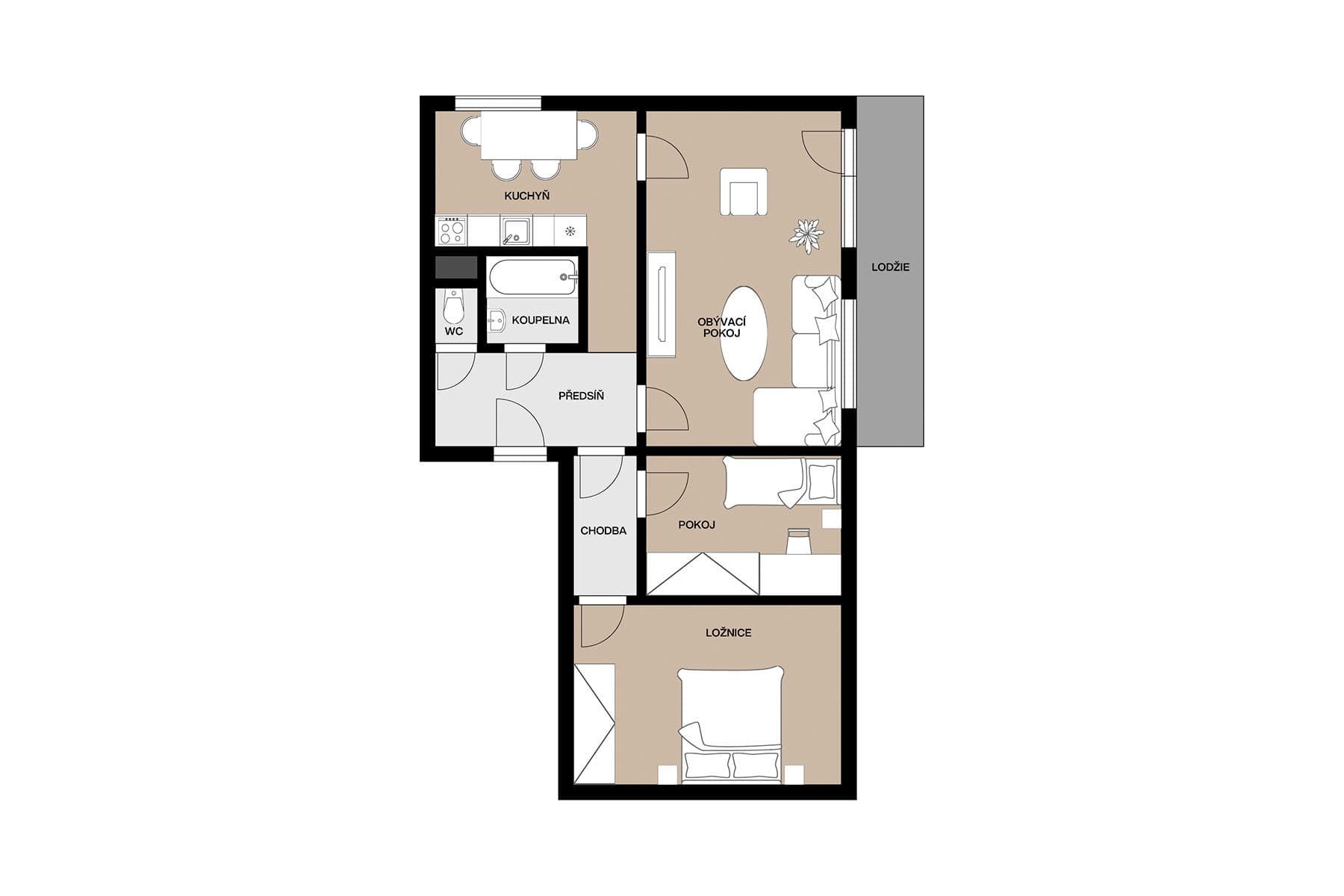 Predaj bytu 3-izbový 66 m², Jesenická, Praha, Praha Predaj bytu 3-izbový 66 m², Jesenická, Praha, Praha